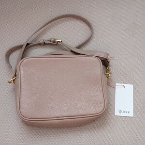 Quince Beige Leather Crossbody Bag